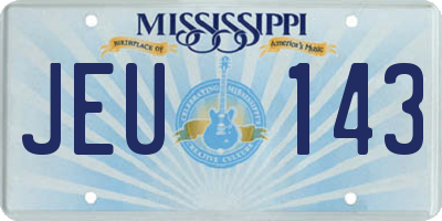 MS license plate JEU143