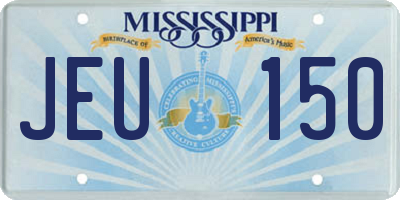 MS license plate JEU150