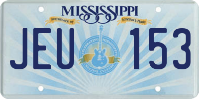 MS license plate JEU153