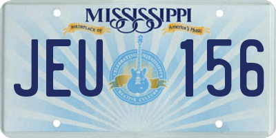 MS license plate JEU156