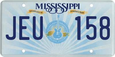MS license plate JEU158