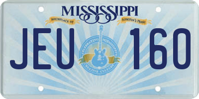 MS license plate JEU160