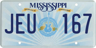 MS license plate JEU167