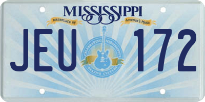 MS license plate JEU172