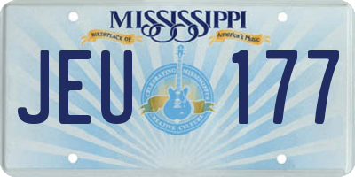 MS license plate JEU177