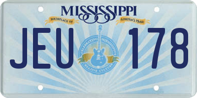 MS license plate JEU178