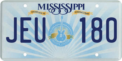 MS license plate JEU180