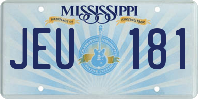 MS license plate JEU181