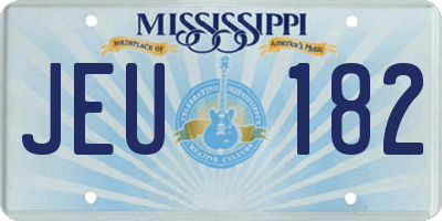 MS license plate JEU182