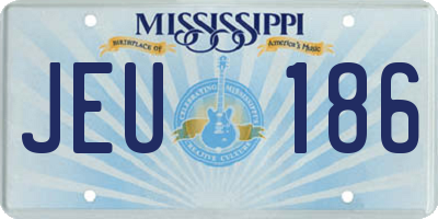 MS license plate JEU186