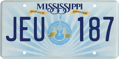 MS license plate JEU187