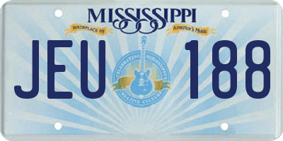 MS license plate JEU188