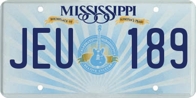 MS license plate JEU189
