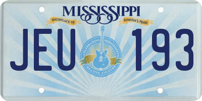 MS license plate JEU193