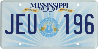 MS license plate JEU196