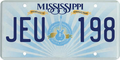 MS license plate JEU198