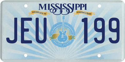 MS license plate JEU199