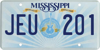 MS license plate JEU201