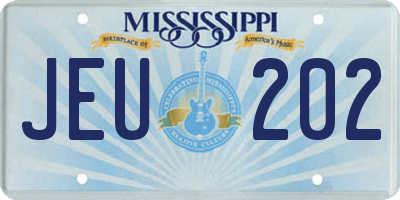 MS license plate JEU202