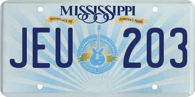 MS license plate JEU203