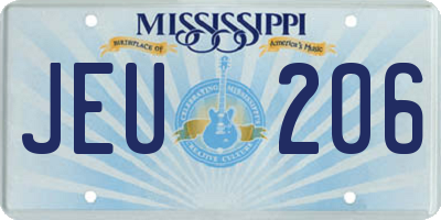 MS license plate JEU206
