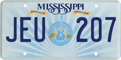 MS license plate JEU207