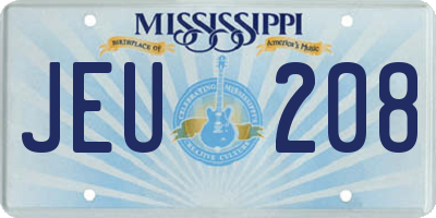 MS license plate JEU208