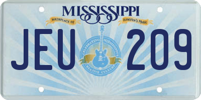 MS license plate JEU209