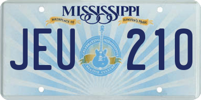 MS license plate JEU210