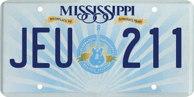MS license plate JEU211