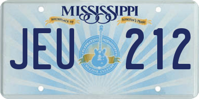 MS license plate JEU212