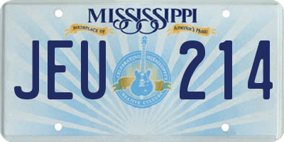 MS license plate JEU214