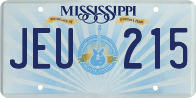 MS license plate JEU215