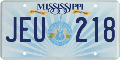 MS license plate JEU218