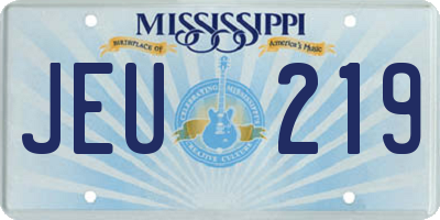 MS license plate JEU219