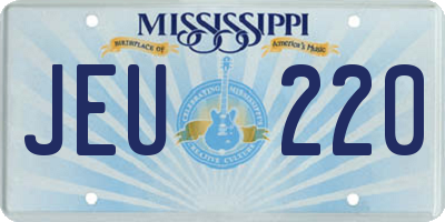 MS license plate JEU220