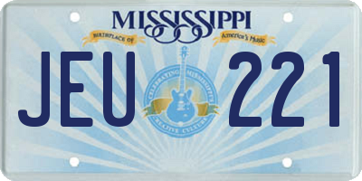 MS license plate JEU221