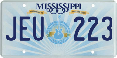 MS license plate JEU223
