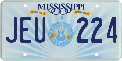 MS license plate JEU224