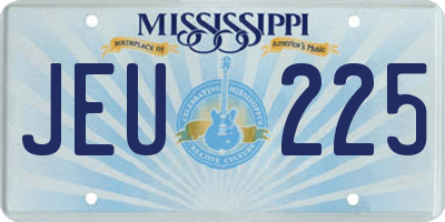MS license plate JEU225