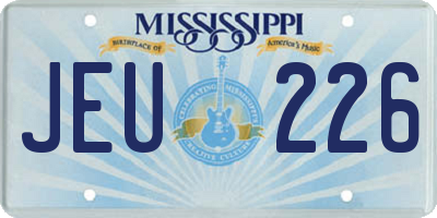 MS license plate JEU226