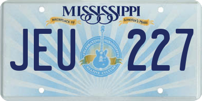 MS license plate JEU227