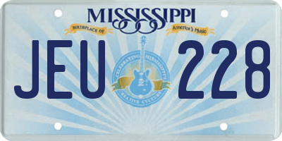 MS license plate JEU228