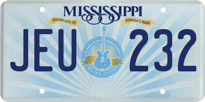 MS license plate JEU232