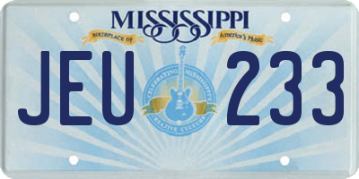 MS license plate JEU233