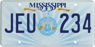 MS license plate JEU234