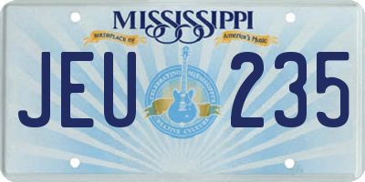 MS license plate JEU235