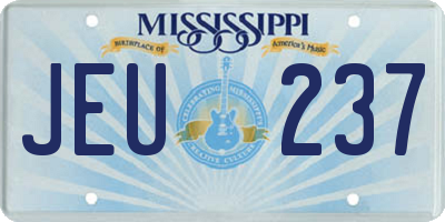 MS license plate JEU237