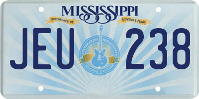 MS license plate JEU238