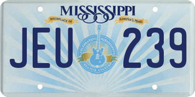 MS license plate JEU239